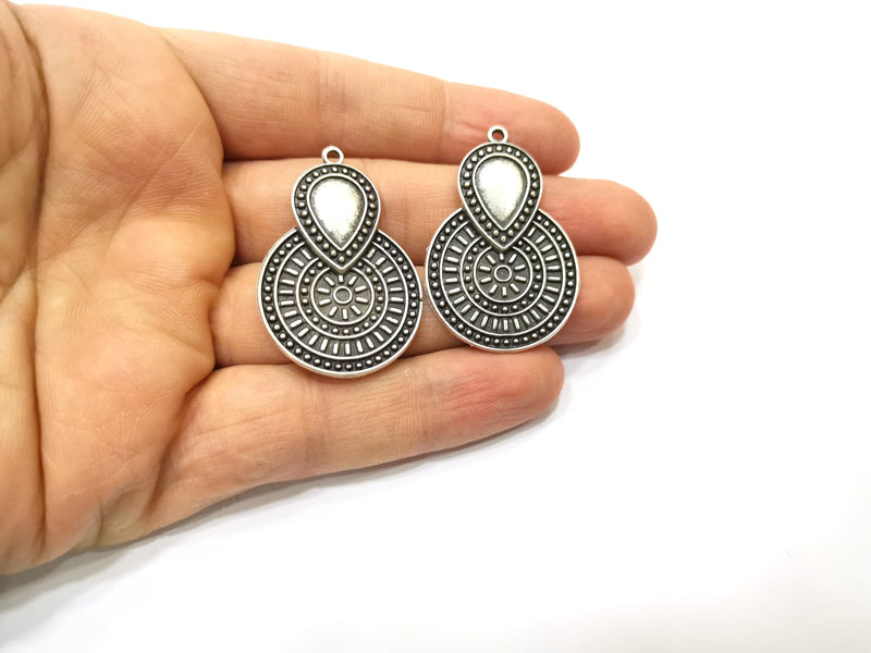 2 Silver Charms Antique Silver Plated Charms (41x28mm)  G17914