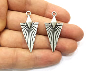 4 Silver Charms Antique Silver Plated Charms (40x18mm)  G17915