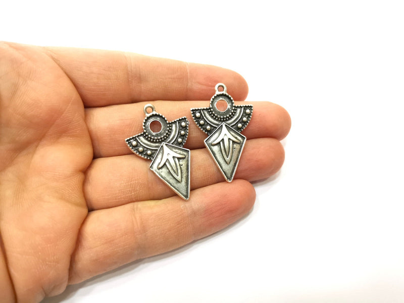 4 Silver Charms Antique Silver Plated Charms (37x24mm)  G17921