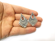 4 Silver Charms Connector with five holes Antique Silver Plated Charms (40x25mm)  G17923