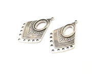 4 Silver Charms Connector with five holes Antique Silver Plated Charms (40x25mm)  G17923