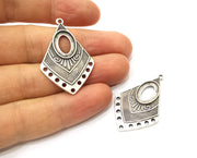 4 Silver Charms Connector with five holes Antique Silver Plated Charms (40x25mm)  G17923