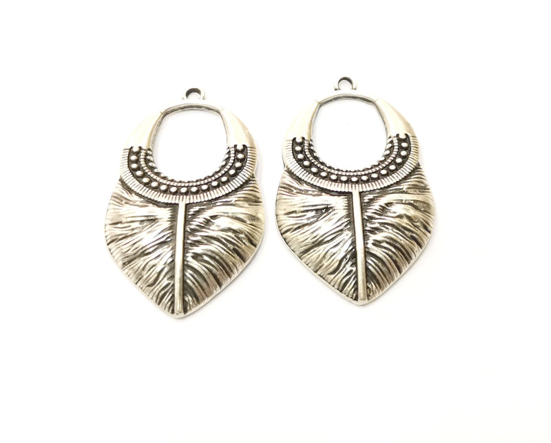 2 Silver Charms Antique Silver Plated Charms (40x24mm)  G17928