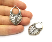 2 Silver Charms Antique Silver Plated Charms (40x24mm)  G17928