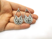 2 Silver Charms Antique Silver Plated Charms (48x26mm)  G17930