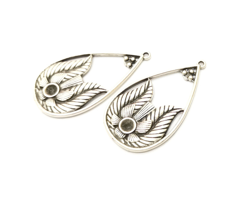 2 Silver Charms Antique Silver Plated Charms (48x26mm)  G17930