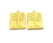 2 Gold Tree Charms Gold Plated Charms (31x22mm)  G18353