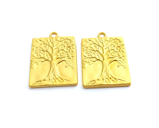 2 Gold Tree Charms Gold Plated Charms (31x22mm)  G18353