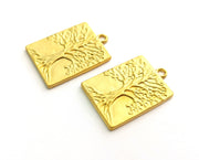 2 Gold Tree Charms Gold Plated Charms (31x22mm)  G18353