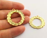 2 Foliage Crown Charms Gold Plated Charms (34mm) G18356