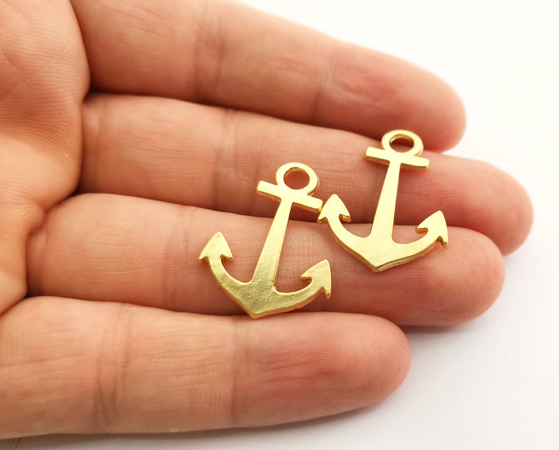 4 Anchor Charms Gold Plated Charms (28x22mm) G18360