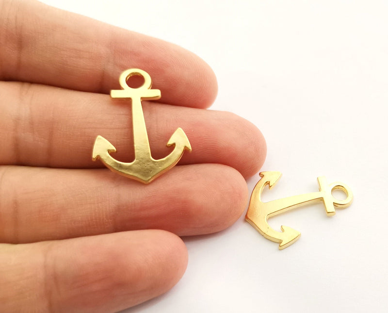 4 Anchor Charms Gold Plated Charms (28x22mm) G18360