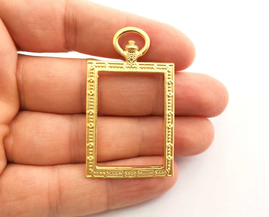 Rectangle Frame Charms Gold Plated Charms (53x31mm) G18361