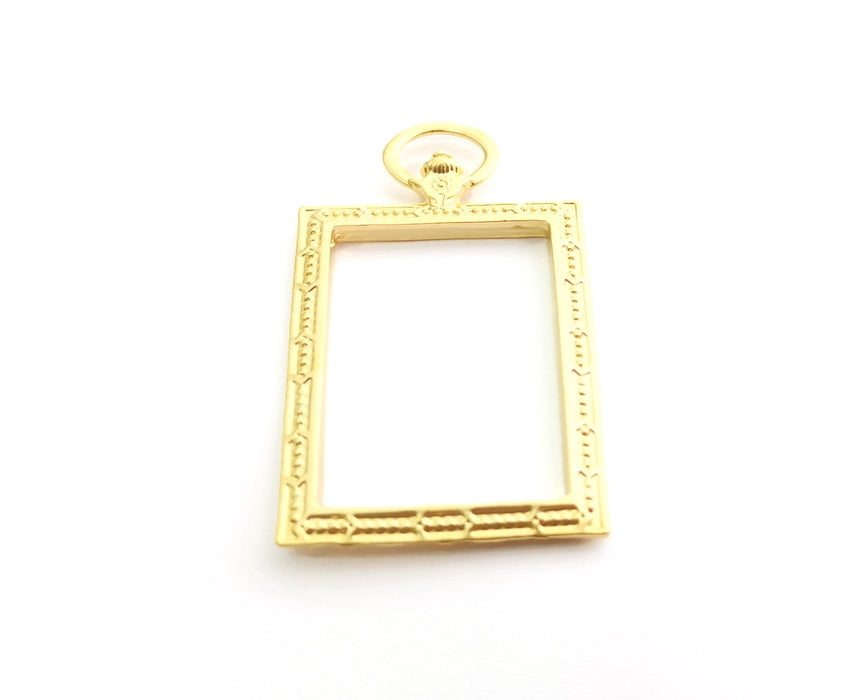 Rectangle Frame Charms Gold Plated Charms (53x31mm) G18361