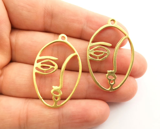 2 Gold Charms Gold Plated Charms (40x26mm)  G18371
