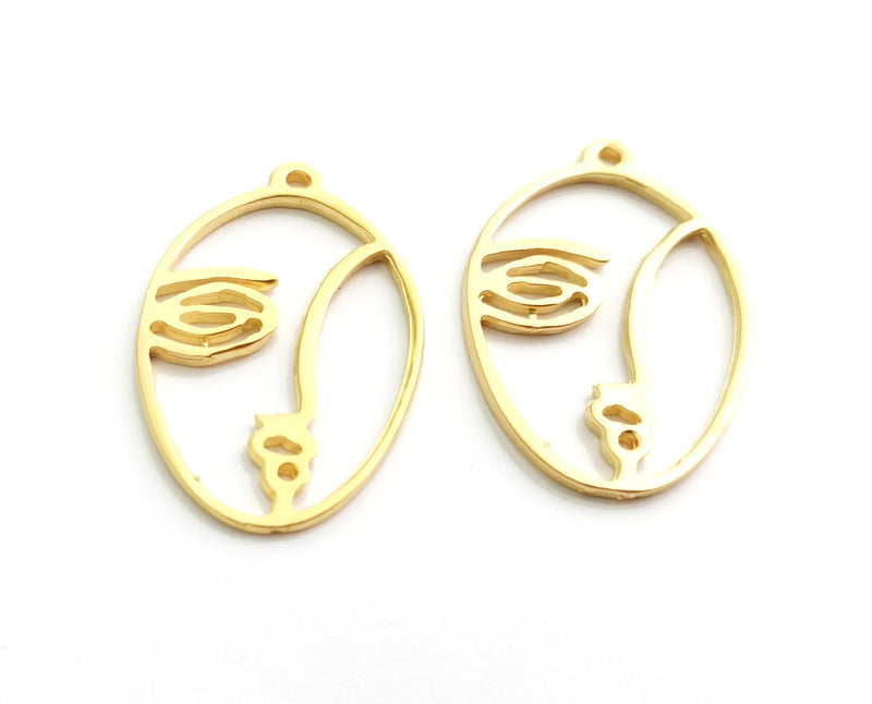 2 Gold Charms Gold Plated Charms (40x26mm)  G18371