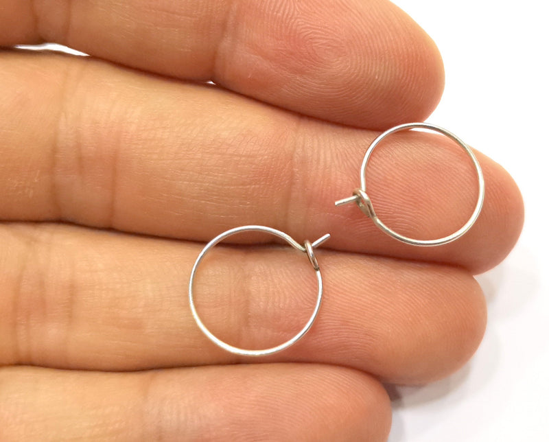 10 Earring Loops Earring Circles Earring Hoops (5 pairs) Silver Plated Brass,Findings ( 15 mm )  G18377