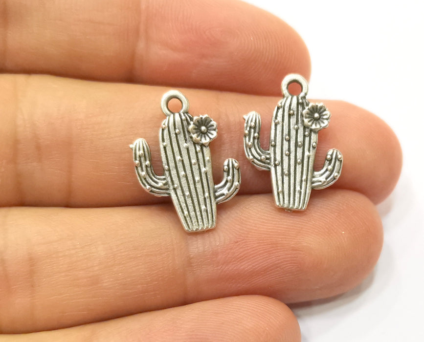 200 Cactus Charms Antique Silver Plated Charms (20x15mm)  G18412