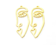 2 Gold Charms Gold Plated Charms (39x16mm)  G18378