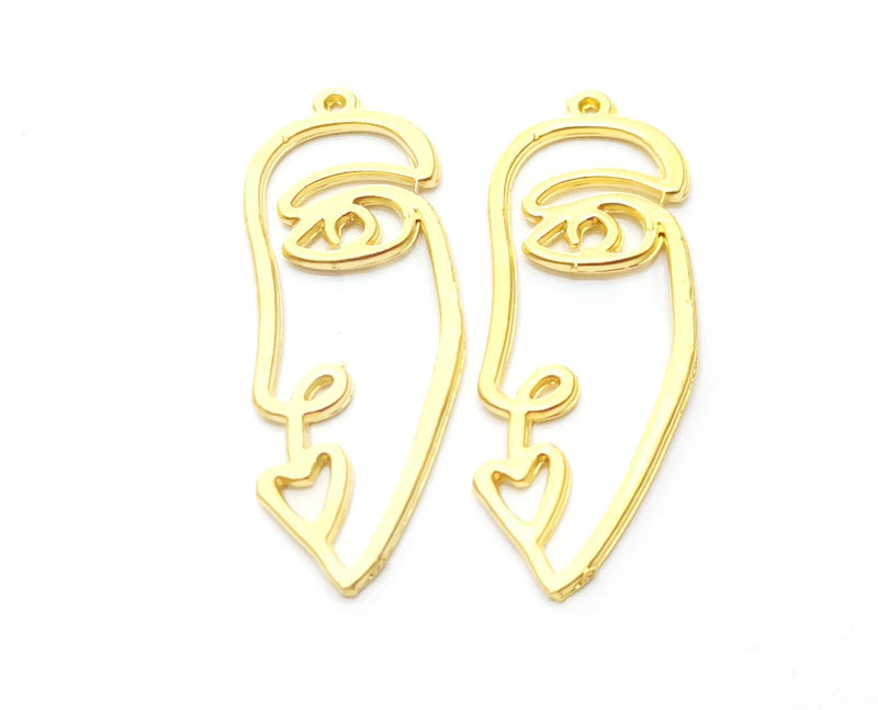 2 Gold Charms Gold Plated Charms (39x16mm)  G18378