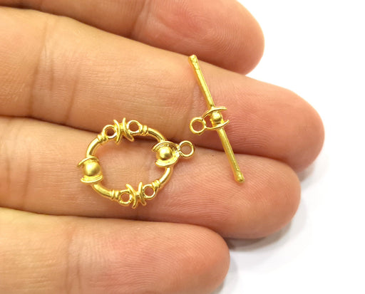 Toggle Clasps 4 sets Gold Plated Toggle Clasp Findings 21x16mm+24x7mm  G18379