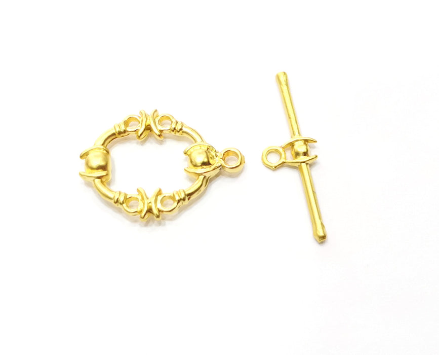 Toggle Clasps 4 sets Gold Plated Toggle Clasp Findings 21x16mm+24x7mm  G18379