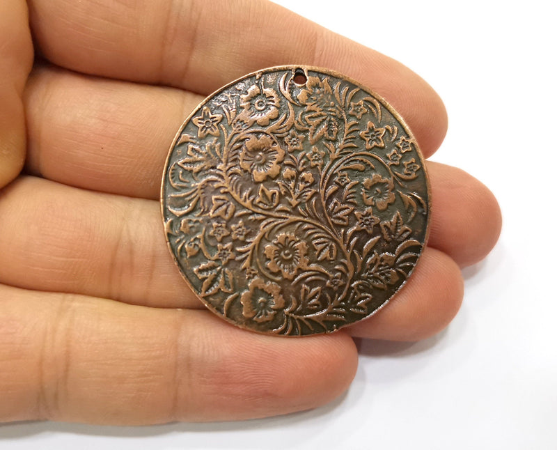 Copper Flowers Charms Antique Copper Plated Charms (42mm) G18380