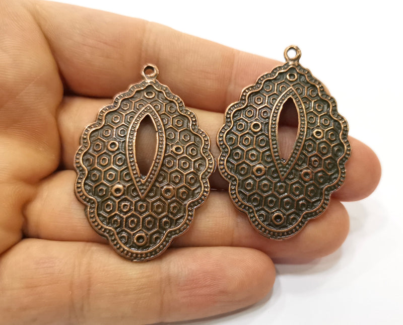 2  Copper Charms Antique Copper Plated Charms (49x33mm) G18385