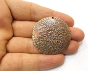 Copper Curved Flower Charms Antique Copper Plated Charms (42mm) G18398