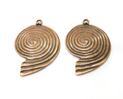 2 Copper Ammonite Charms Antique Copper Plated Charms (48x34mm)  G18401