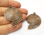 2 Copper Ammonite Charms Antique Copper Plated Charms (48x34mm)  G18401