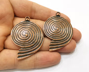 2 Copper Ammonite Charms Antique Copper Plated Charms (48x34mm)  G18401