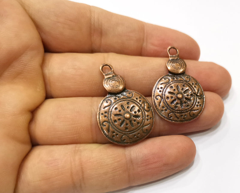 2 Copper Charms Antique Copper Plated Charms (33x22mm)  G18402