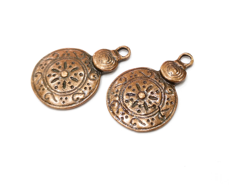 2 Copper Charms Antique Copper Plated Charms (33x22mm)  G18402