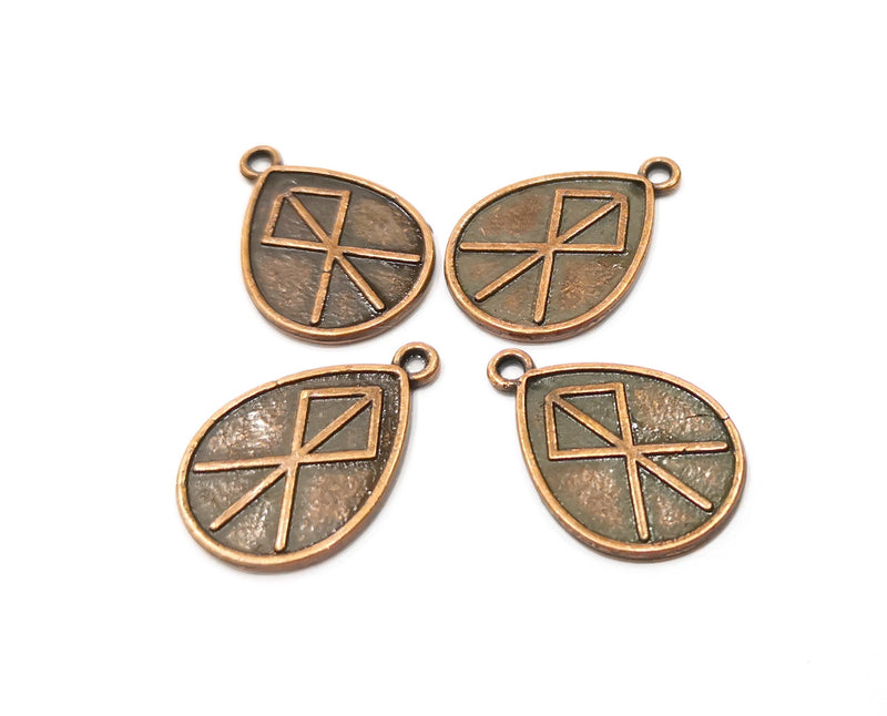 4 Copper Charms Antique Copper Plated Charms (26x17mm)  G18403