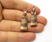 4 Copper Charms Antique Copper Plated Charms (37x11mm) G18407