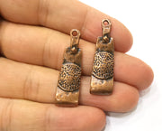 4 Copper Charms Antique Copper Plated Charms (37x11mm) G18407