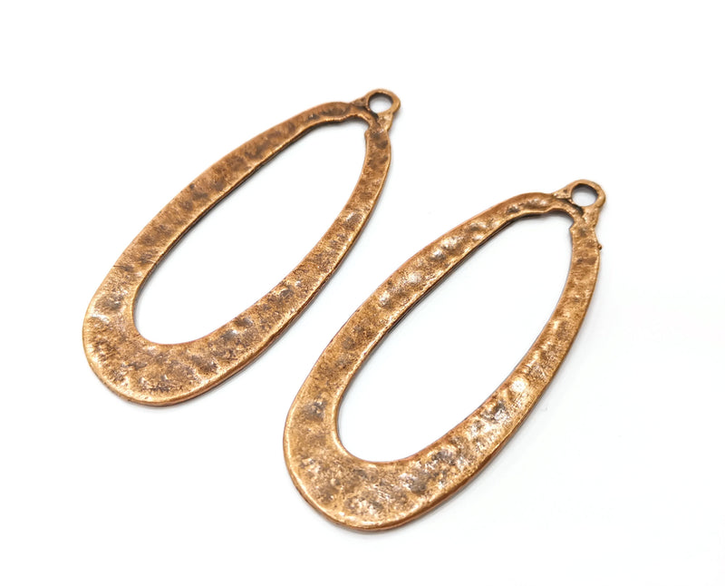 2 Copper Charms Antique Copper Plated Charms (61x25mm)  G18409