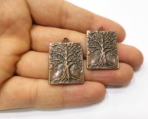 2 Copper Tree Charms Antique Copper Plated Charms (31x22mm)  G18410