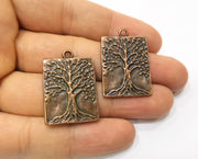2 Copper Tree Charms Antique Copper Plated Charms (31x22mm)  G18410
