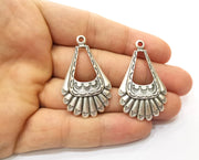 2 Silver Charms Antique Silver Plated Charms (44x26mm)  G18421