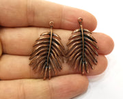 2 Monstera Leaf Charms Antique Copper Plated Charms (40x24mm)  G18423