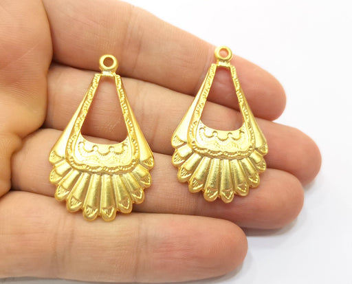 2 Gold Charms Gold Plated Charms (44x26mm)  G18430