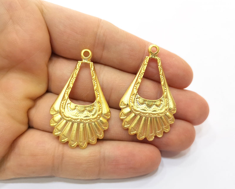 2 Gold Charms Gold Plated Charms (44x26mm)  G18430