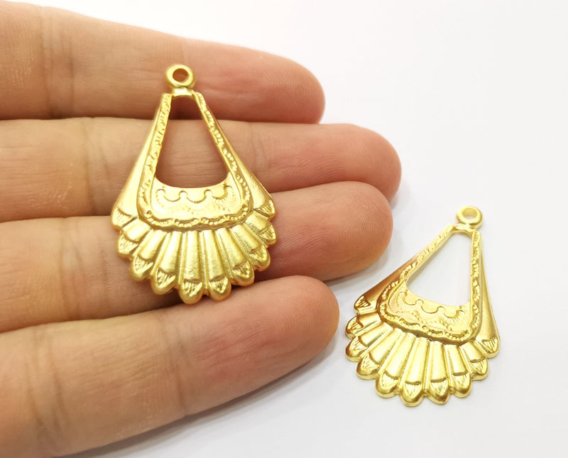 2 Gold Charms Gold Plated Charms (44x26mm)  G18430