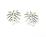 2 Monstera Leaf Charms Antique Silver Plated Charms (33x29mm)  G18431