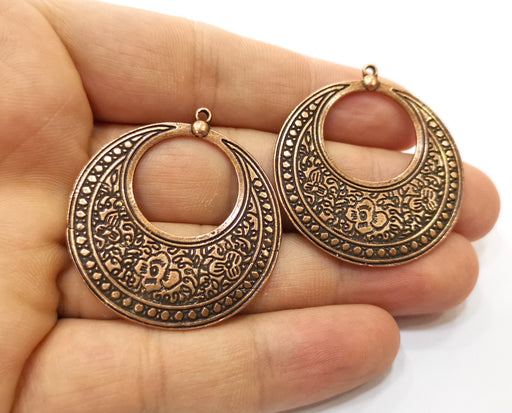 2 Copper Charms Antique Copper Plated Charms  (42x38mm)  G18432