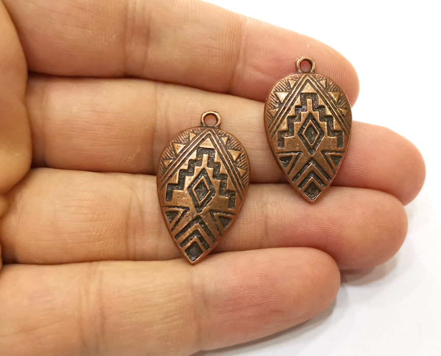 4 Copper Charms Antique Copper Plated Charms (30x18mm)  G18435