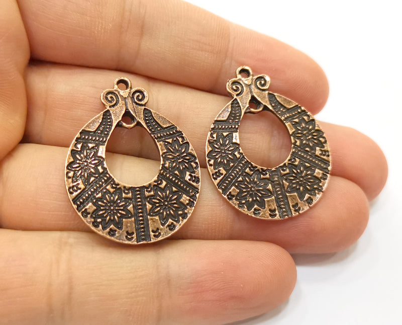 2 Copper Charms Antique Copper Plated Charms (34x26mm)  G18436