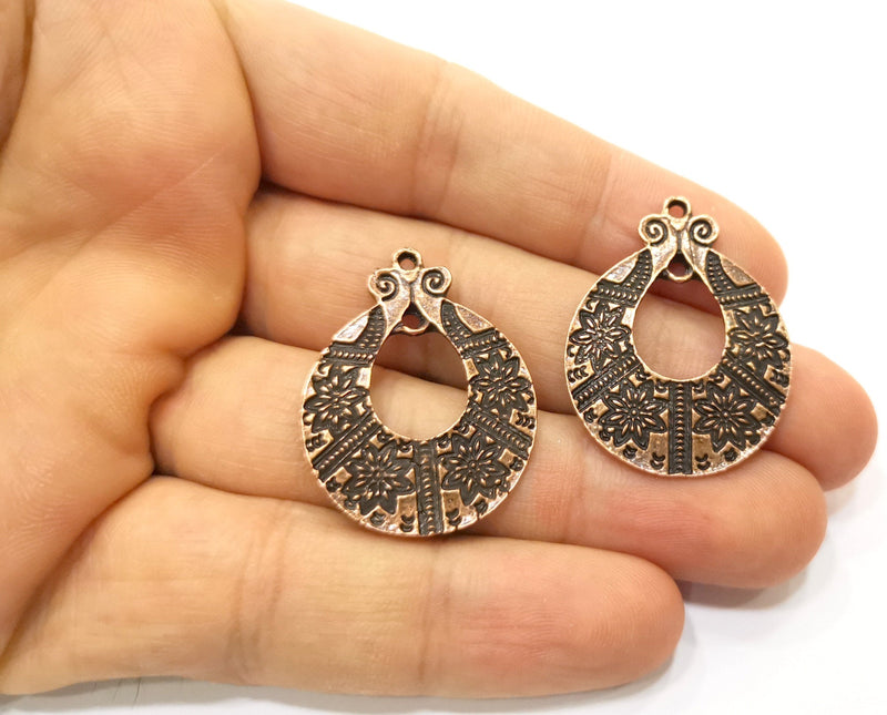 2 Copper Charms Antique Copper Plated Charms (34x26mm)  G18436
